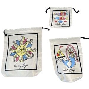 BRIGHTON Canvas Cinch Drawstring Bag Travel  3 bags